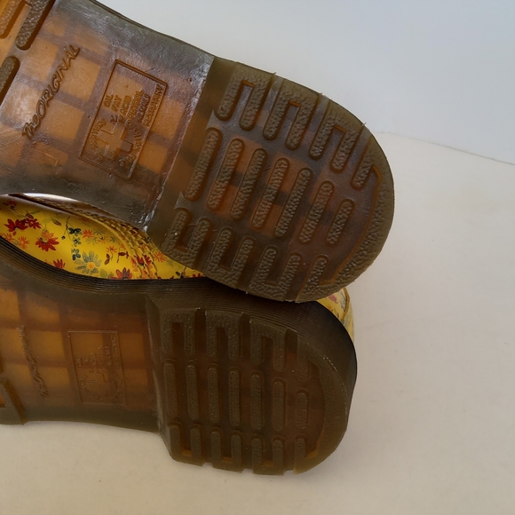 Women's Dr Martens 1460 genuine leather yellow floral combat boots - Picture 15 of 16